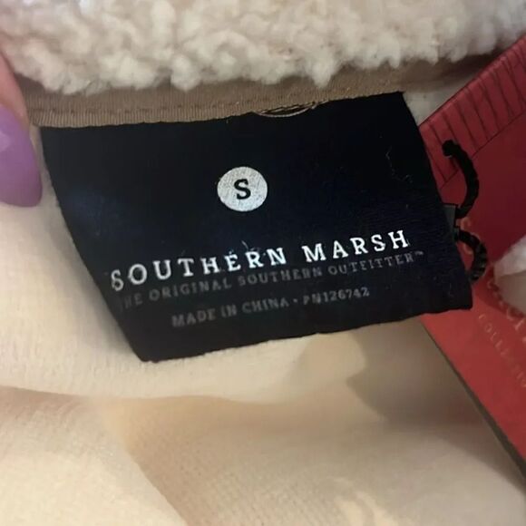 Southern Marsh Beckett Snap Fleece Pullover, Oatmeal and Teal, S! - Picture 9 of 10